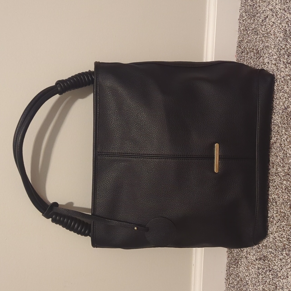 Elegant Black Leather Tote Bag